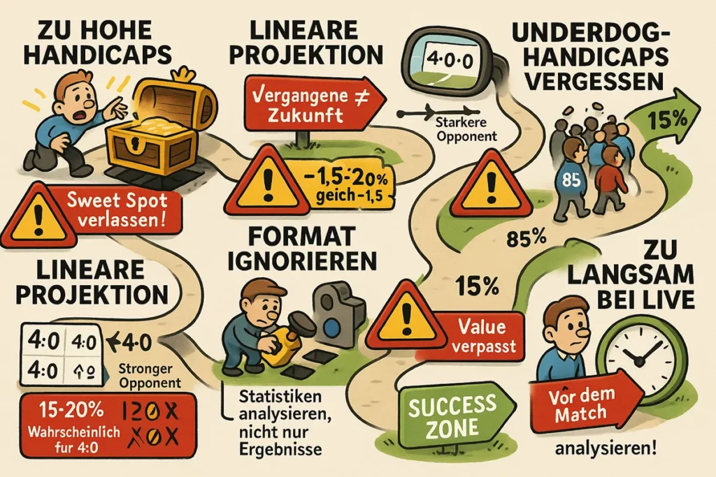Häufige Handicap-Wetten Fehler - 5 kritische Fehler vermeiden für profitables Handicap-Betting