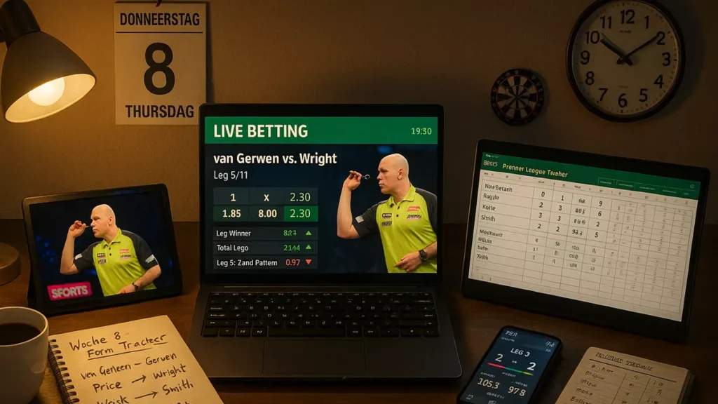 Live-Wetten Setup für Premier League Thursday Nights - Multi-Screen-Analyse und Tracking-System